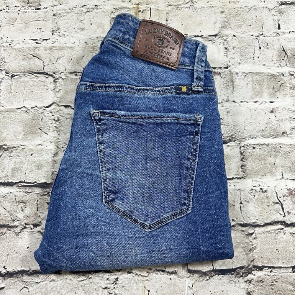 Lucky Brand‎ Jeans Womens 4/27 Blue Sasha Super Skinny Low Rise Distressed Denim
